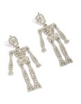 Silver Diamante Glam Skeleton Drop Earrings