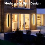 1PC 40.01 59.99 100.0 Cm Warm Long Wall Light Modern Indoor Black LED Wall Lamp Outdoor Strip Sconces Wall Lighting 8 12 20 W Mo