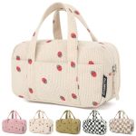 Qyqmeyq Large Pencil Case Pouch Extra Big Pencil Bags With Zipper Cute Corduroy Pencil Pouch With 5 Compartments Pen Bag Wide Op