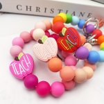 Teacher Appreciation Gift Silicone Abacus Bead Keychain Phone Charm - Teach Apple Pendant Bag Accessory Car Keyring For Educator