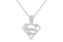 Round Cut White Diamond 925 Sterling Silver 14K White Gold Finish Diamond Super-man Charm Pendant Necklace For Unisex