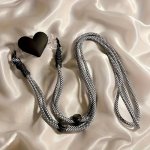 Black 3D Love Mobile Phone Back Clip Lanyard Suitable For Mobile Phone Case Diagonal Cross Contrast Color Hand Rope Can Be Diago