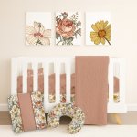 Floral Cot Bedding Set Vintage Blommekind Terracotta