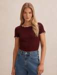 Rebecca Scallop Trim T-Shirt - XL Deep Maroon porcelain