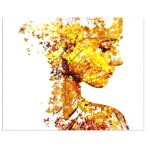 Double Exposure Portrait Of Young Woman And Autumn Falling Leaves By Vladimir Sazanov Wall Canvas Art Print 1200 X 950