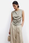 Draped Satin Top - Greige
