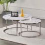 Kc Furn-accent Marble Top Nesting Tables With Silver Frame