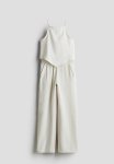 2 Piece Strappy Top And Trousers Set - Cream