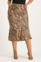 Natalie Satin Midi Skirt - Nude Animal Print - M