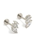 Surgical Steel Cubic Zirconia Triple Marquise Flat Back Studs