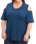 Ladies Plain COLD SHOULDER - 60 Navy