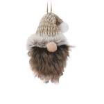 Pinecone Hanging With Gnome 15.5X8X7.5CM Brown And Natural Colours Beige & White Hat