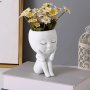 1PC Small Cute Flower Pot Decoration Ornament Flower Pot Indoor Modern Decorative Pots For Plants With Drainage Hole And Tray For Garden Statue Decorations Ornaments