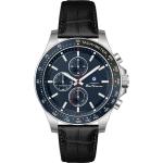 Ben Sherman Mens Silver-tone Chronograph Watch With Navy Dial And Black Leather Strap