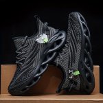 Men's Shock Absorption Blade Type Shoes Breathable Lace Up Non-slip Shoes For Jogging Walking