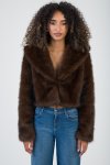 Sissy Boy Womens Faux Fur Cropped Jacket In Brown - Brown XL