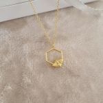Belinda Gold Plated 925 Sterling Silver Dainty Bee Necklace 9X12MM On 45CM Chain