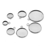 10PCS Stainless Steel Material Pendant Base 6-25MM Inner Size Cabochon Base Cameo Setting Charms Pendant Tray For Diy Jewelry Ma