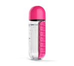 Water Bottle With Pill Holder - Dark Pink