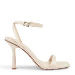 Cream Pu Ankle Strap Stiletto Heels