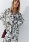 Piping-detail Shirt - White & Grey Floral