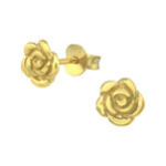 C979-C14799 - Gold Plated 925 Sterling Silver Rose Flower Earrings