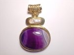 Agate Plated Gold Pendant Purple F388