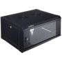 Rct 6U Cp 600MM Deep Black Wall Mount Cabinet 2X Uprights 2X Glands + Screws 600MM Glass Door.