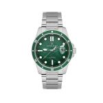 Mens Stainless Steel Sports Watch With Green Textured Dial