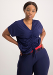 Ruche Detail Active Top - Navy - L