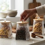 Glass Storage Jar With Airtight Bamboo Lid