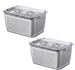 Set Of 2 Fruit&veg Drainer Refrigerator Storage Containers Food Storage Box