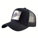 Animal Baseball Cap Embroidered Bull Black Hat Breathable Men's Outdoor Sports Sun Hat Ideal Choice For Gifts