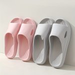 Men's Solid Eva Slides Non Slip Quick-drying Open Toe Slippers For Indoor Walking And Bathroom Shower