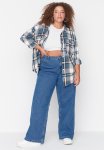 Plus Indigo High Waist Wide Cut Jeans