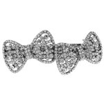 Bridal Hair Clip Ornament Dual Bow Diamante Each