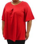 Ladies Plain Fancy Tunic - 60 Red