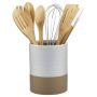 Kitchen Bamboo Kitchen Utensils Tool Set Ceramic Holder