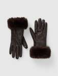 Sylvia Faux Fur Trim Pu Gloves - 0 Chocolate