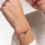 Bracelet Pink Pearls Heart Rose Gold - 20CM Adjustable