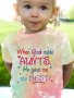 Girls WHEN GOD MADE AUNTS HE GAVE ME THE BEST Print Short Sleeve T-shirt Tops Summer Clothes Holiday Gift