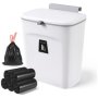 Small Hanging Trash Can Kitchen Wall Mounted &lid - 100 Trash Bags - White