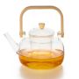 1L Borosilicate Glass Teapot With Bamboo Handle And Glass Infuser