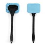 Microfiber Car Window Cleaner With Brush Long Handle Car Washer Windshield Wiper Glass Cleaning Brush Washable Cloth Fabric Prac