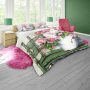 Pink Peonies On A Green Bench By Stella Bruwer Duvet Cover Set Double