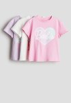 3-PACK Printed Jersey Tops - Light Pink barbie