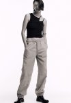 Low-waisted Pull-on Trousers - Light Greige