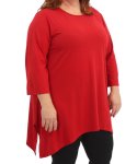 Ladies Plain Hanky Tunic - 60 Red
