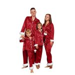 Christmas Pjs For Family Trendy Fashion Women Family Christmas Pajamas Matching Sets 2025 Oversized Casual Silk Satin Xmas Pjs M
