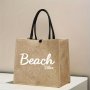 Beach Letter Print Shoulder Bag For Girls Large Capacity With Inner Pocket Casual Handbag & Shopping Gift Bag Birthday Holiday Gift For Family Friends